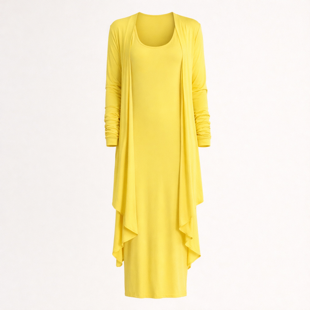 Sunday Morning Cardigan and Dress Set in Lemon