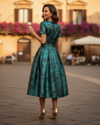 Carmen Midi Dress in Gunmetal