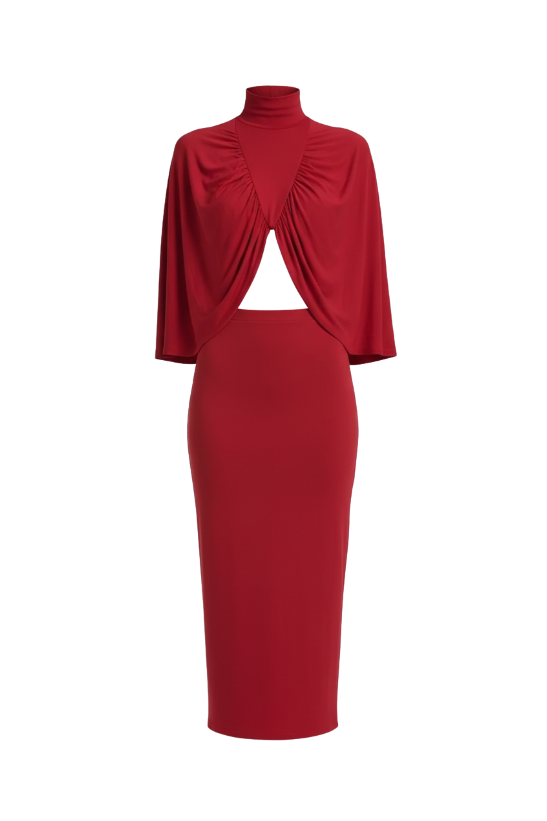 Carly Cape and Skirt Set in Lipstick